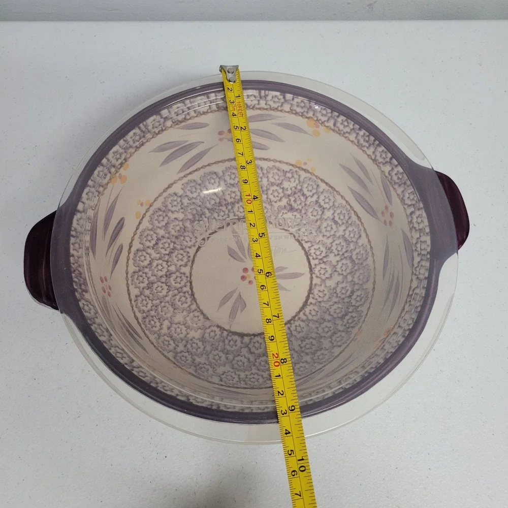 Temp-tations Old World Eggplant Purple 2qt Round Ceramic Bowl with Lid